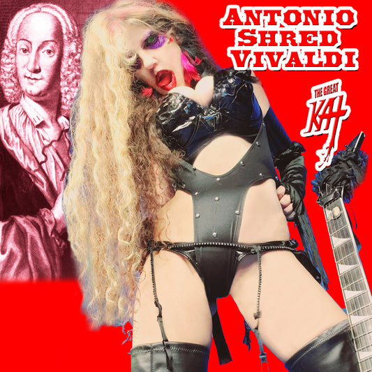 New RED-HOT “ANTONIO SHRED VIVALDI” 10-Song CD Album (12 Min) by THE GREAT KAT! PERSONALIZED AUTOGRAPHED by THE GREAT KAT to Customer! Featuring Vivaldi’s The Four Seasons (heard on TV Commercial), Beethoven, Gregorian Monks, American Folk Song, Sexy Mosh